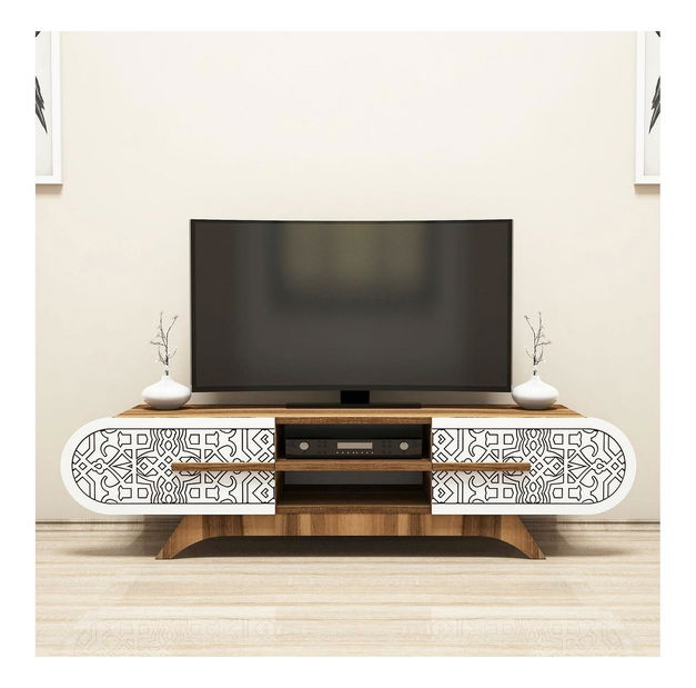 TV asztal/szekrény Mekebu 3 (dió + fehér)