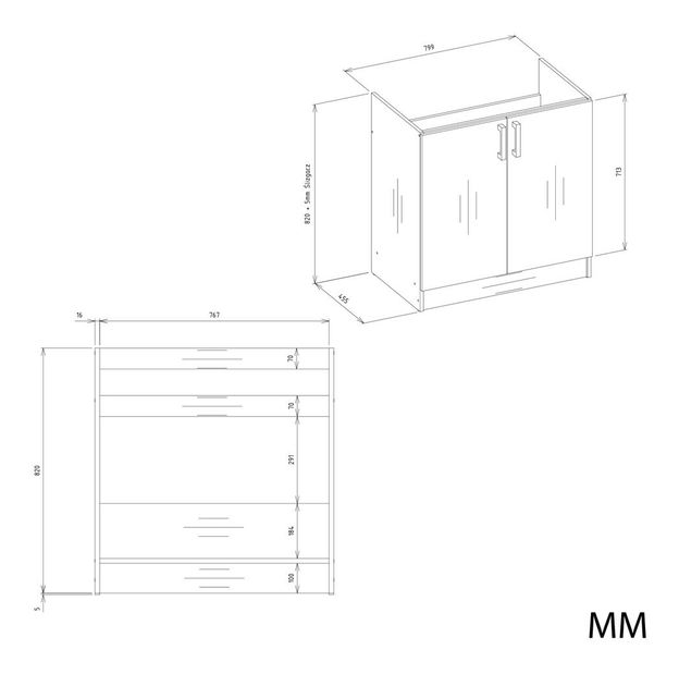 Dulap inferior de bucătărie Katiossa 1 (stejar artisan)