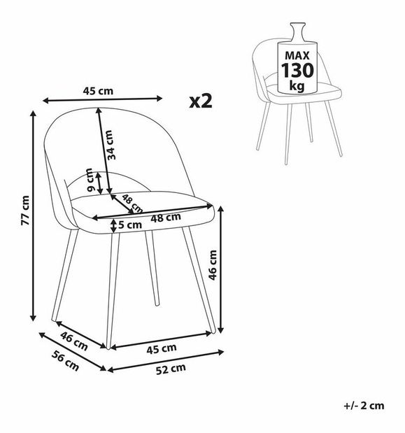 Set 2 ks jedálenských stoličiek Onaza (biela)