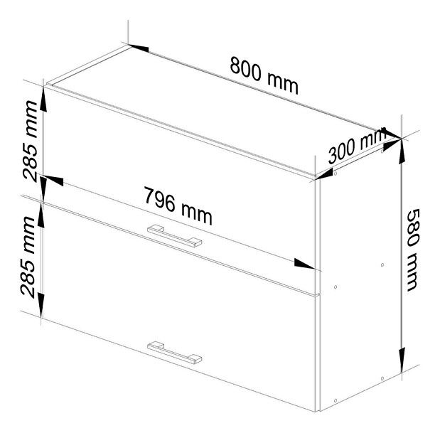 Felső konyhaszekrény Organo 80 G2 (fehér + beton)