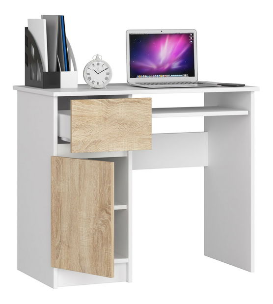 PC stolić Bhaskar (bijela + hrast sonoma) (L)