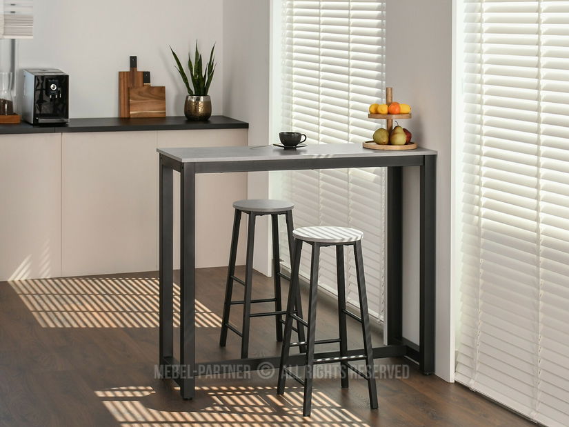 Set masă scaune pentru sufragerie Remma (beton + negru) (pentru 2 persoane)