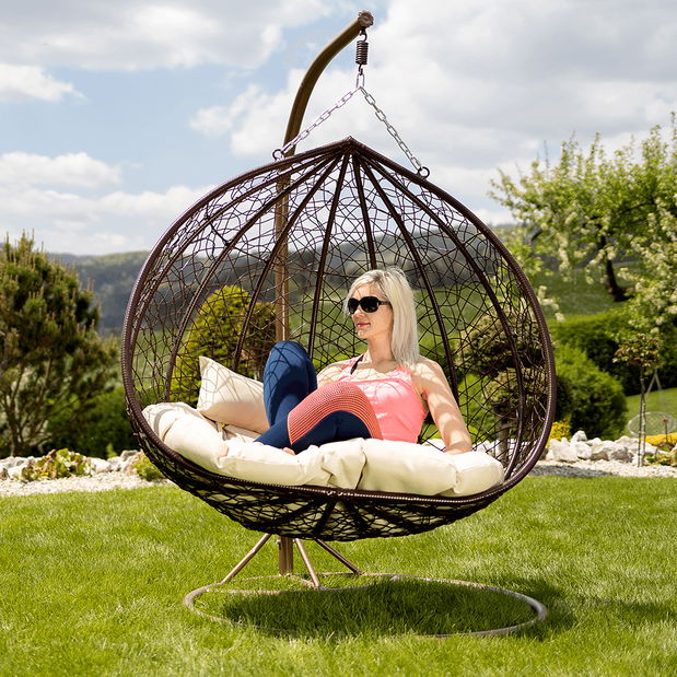 Závesné 2-kreslo Dali (hnedá + krémová) *výpredaj