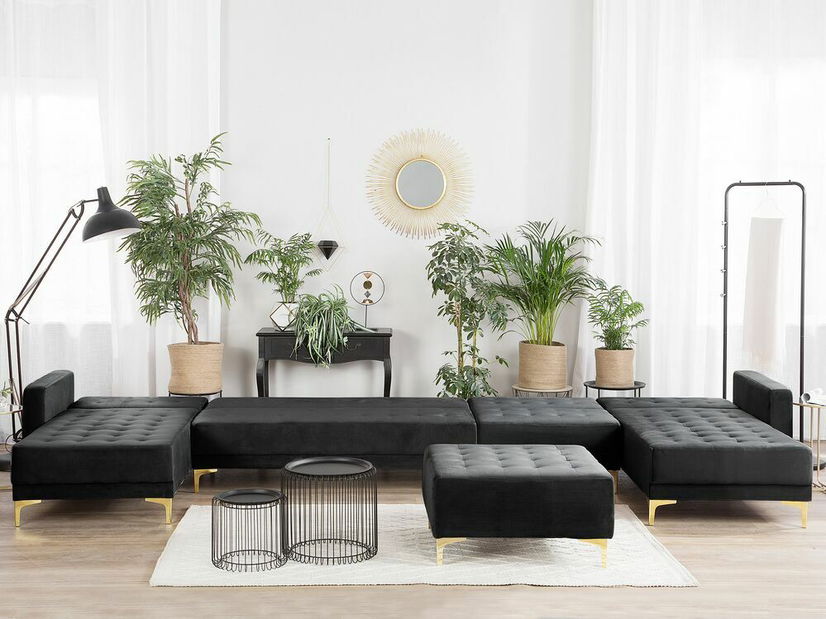 Colțar cu taburete U Aberde (negru)