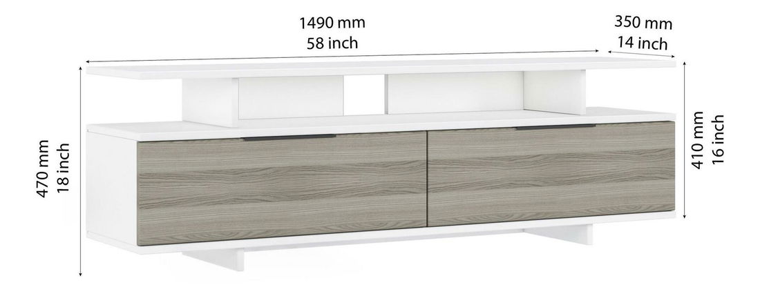 TV asztal/Szekrény Dreamies (szürke + fehér + dió) 