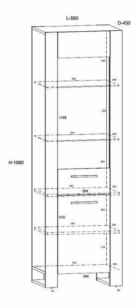 Vitrína Nulakka E (dub artisan + matná čierna)