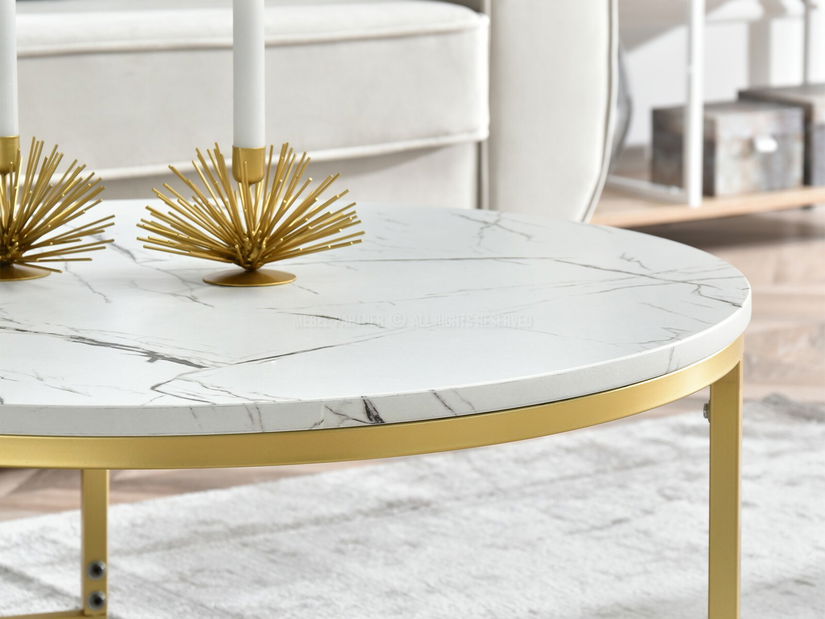 Konferenčný stolík Kolja Stolik Xl (biela + zlatá)