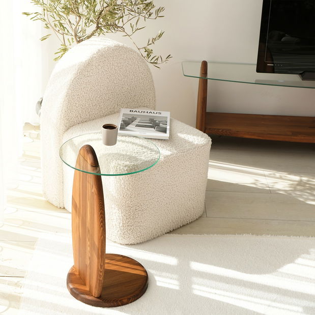 Príručný stolík Surfiusa (gaštan + sklo)