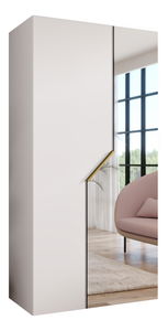 Šatníková skriňa Alaris 2 100 (biela + zlatá) (so zrkadlom)