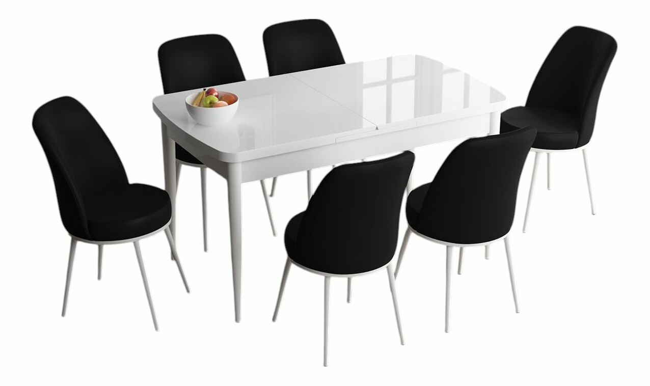 Jedálenský set Hana (biela + čierna) (pre 6 osôb)