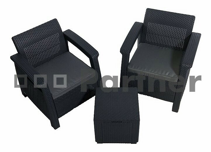 Záhradný nábytok Corfu Mini antracit 1+2 (um. ratan)