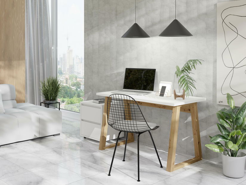 Masă PC Fentura (Stejar artisan + alb)