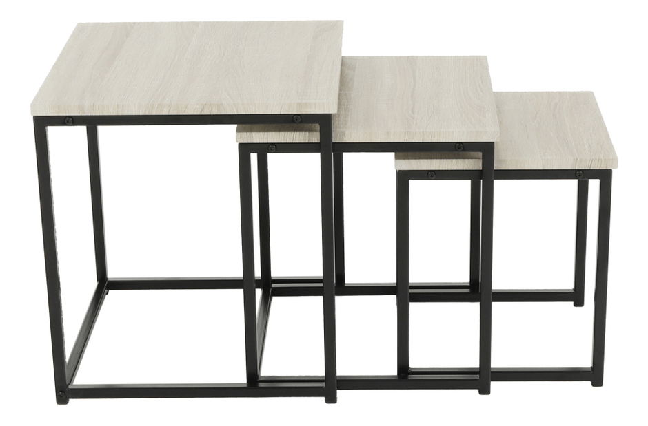 Set 3 buc mese de cafea Kastty typ 3 (stejar sonoma + negru) 