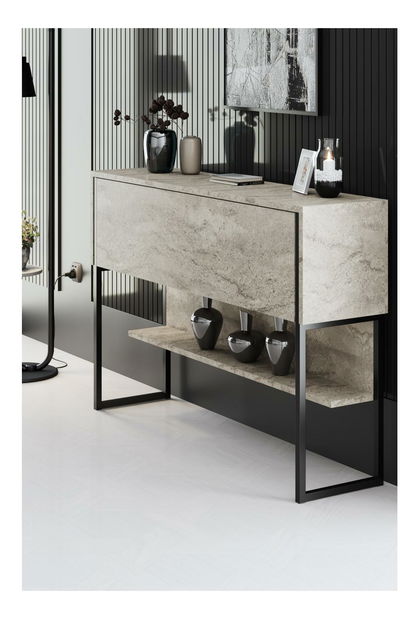 Konzolový stolík Luna 4 (travertín + čierna) 