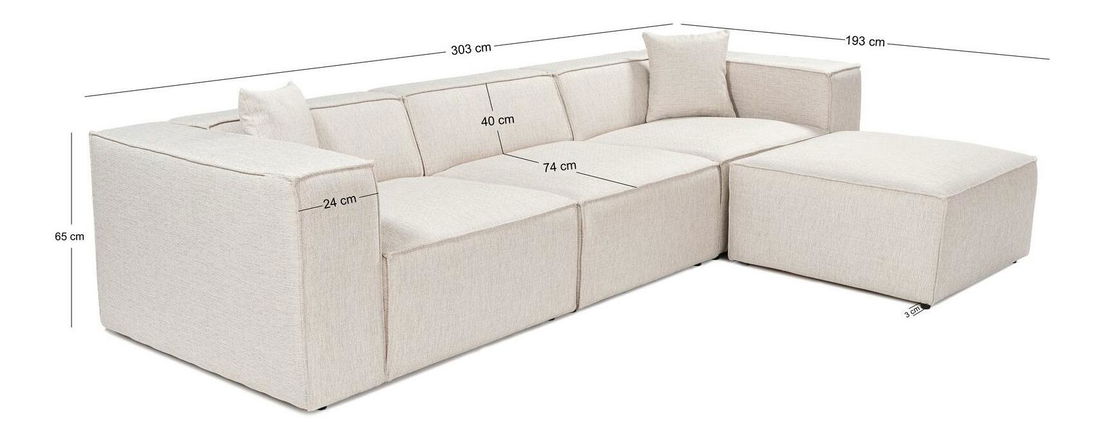 Rohová sedačka Lorella (svetlohnedá)