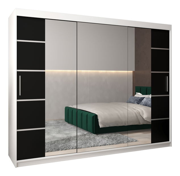 Ruhásszekrény 250 cm Verika 4 250 (fehér + fekete)