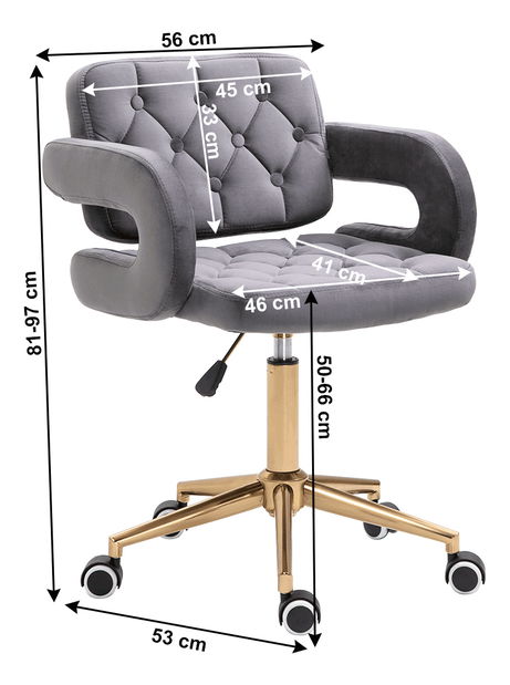 Kancelárske kreslo Nella (svetlosivá + zlatá)