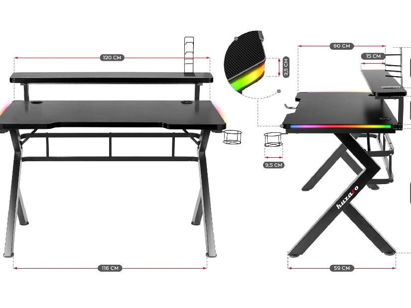 PC stolić Hyperion 5.0 (crna + šarena) (s LED rasvjetom)