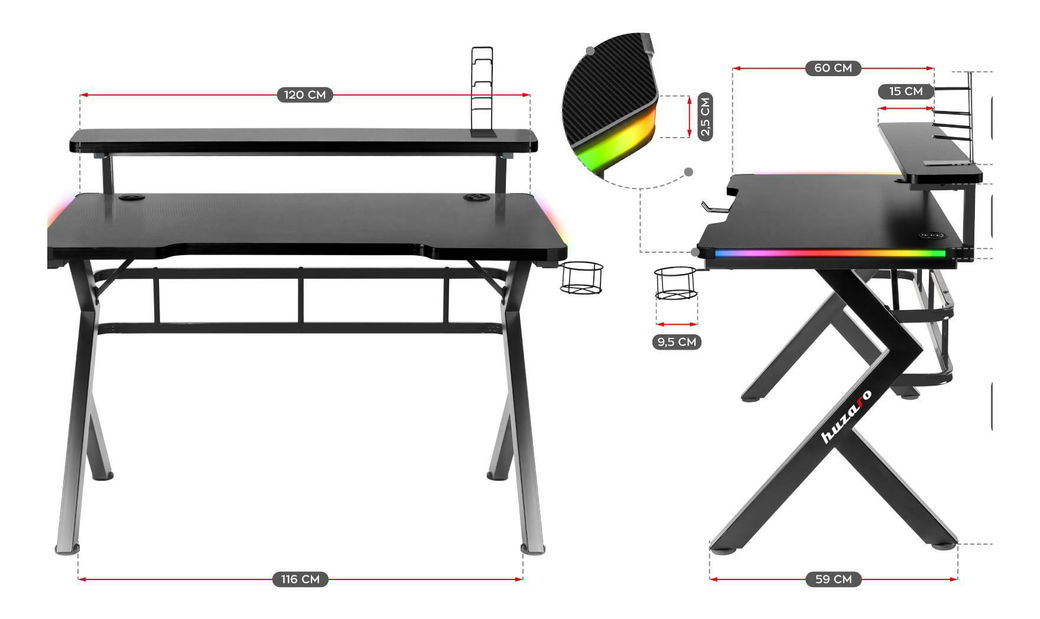 PC stolić Hyperion 5.0 (crna + šarena) (s LED rasvjetom)