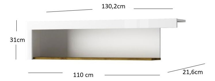 Regál Tiera (fényes fehér + navarre tölgy)