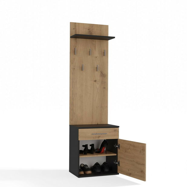 Set mobilier hol Dialogos 2 (antracit + stejar artisan)