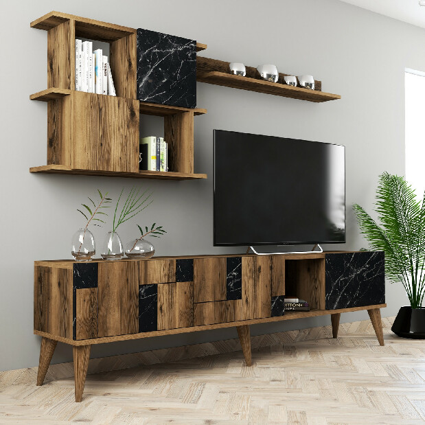 Mobilier living Madryt (Nuc + Negru)