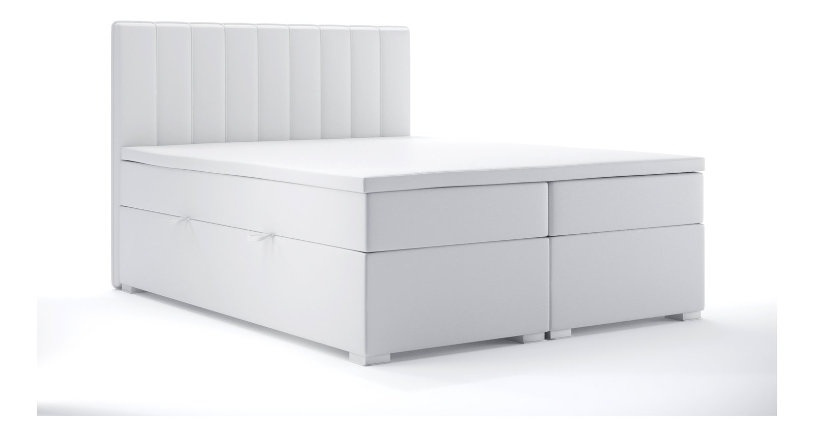 Manželská posteľ Boxspring 180 cm Ranaly (biela ekokoža) (s úložným priestorom)