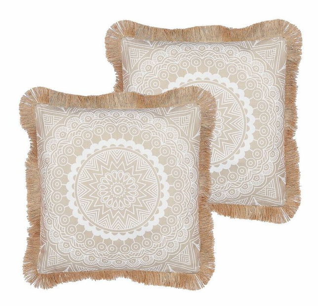 Set 2 perne decorative 45 x 45 cm Geram (bej + alb)