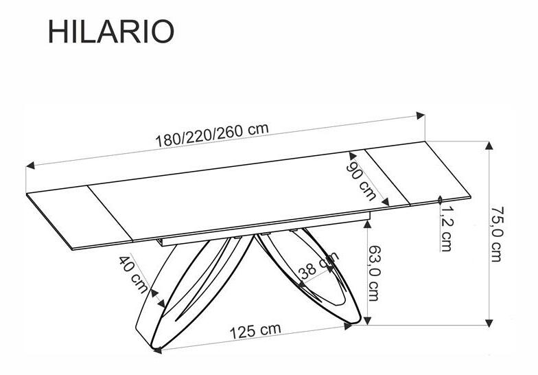 Jedálenský stôl Hillary (béžovobiely mramor + čierna) (pre 8 a viac osôb)