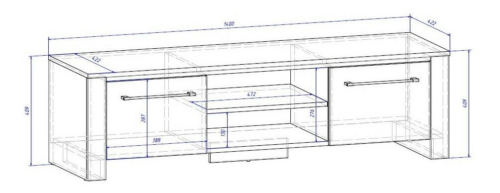 TV stolík/skrinka Marilee (čierna matná + čierny lesk)