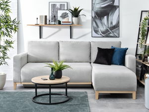 Rohová sedačka Salida (sivá + dub)