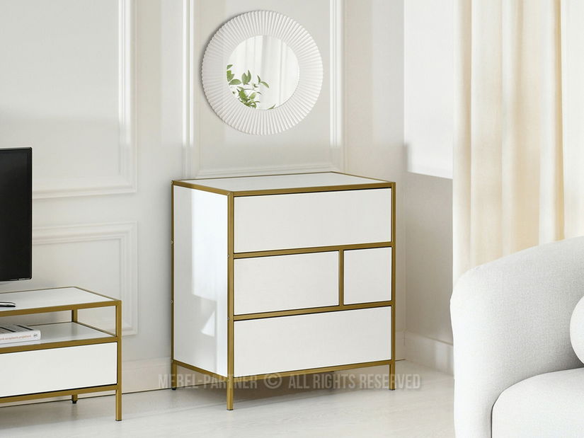 Komoda Soren Kom (biele drevo + zlatá)