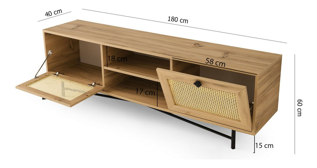 Masă TV/Dulap Bego 1 (stejar + negru)
