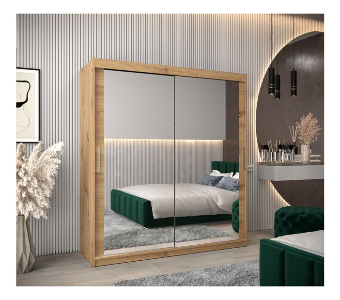 Dulap de haine 180 cm Toki 3 (stejar artisan + stejar artisan)