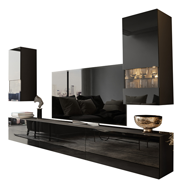 Mobilier living Berny 46 (negru + negru lucios)