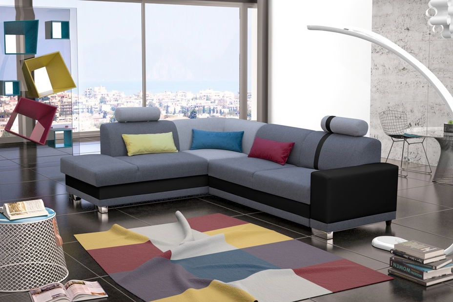 Rohová sedačka Virgo (sivá + čierna) (L)