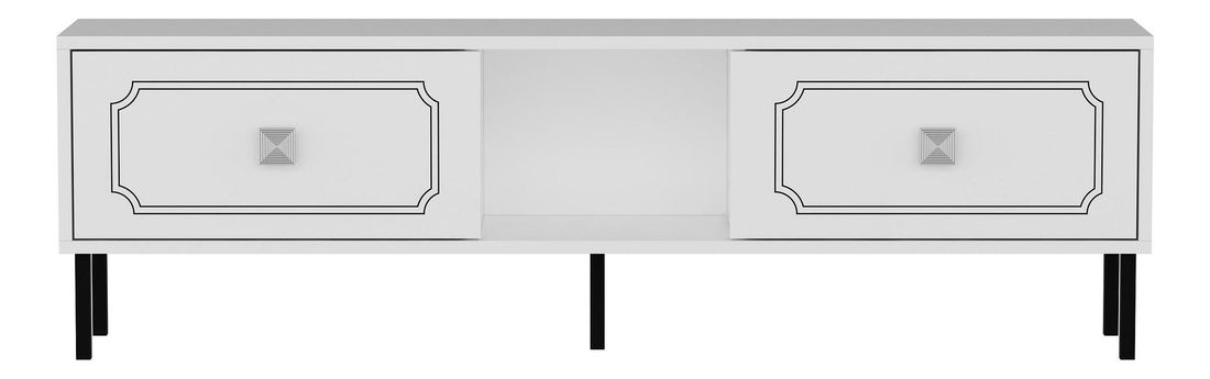 Masă TV/Dulap Buvada (alb + argintiu) 