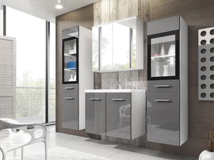 Set mobilier baie Apoleon I (alb + gri lucios)