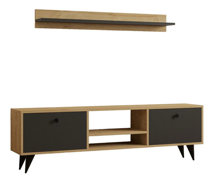 Mobilier living Nateda (stejar zafir + antracit) 