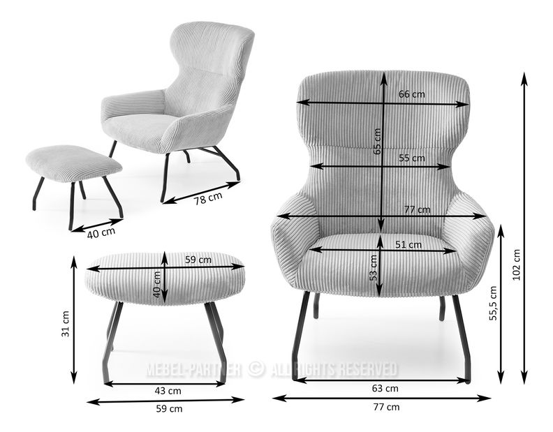Fotelja Condor (tirkizna + crna)