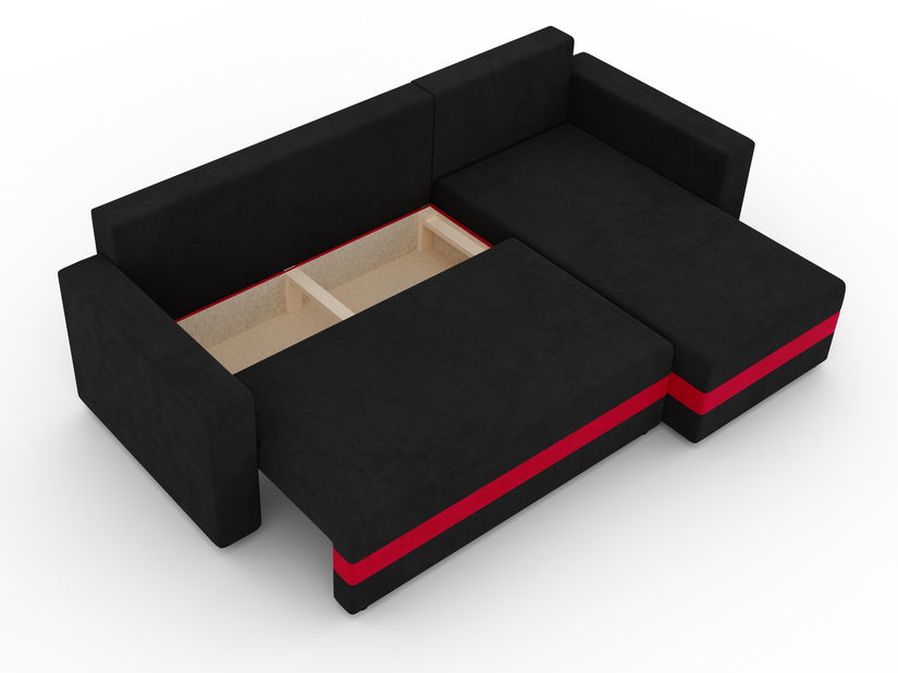 Rohová sedačka Safino (čierna + červená) (P)