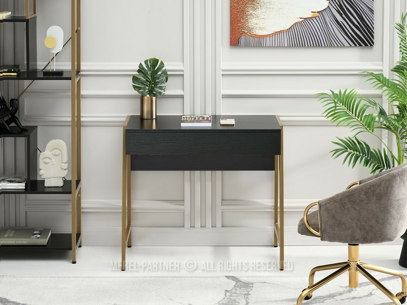 Masă PC Norway (lemn negru + auriu)