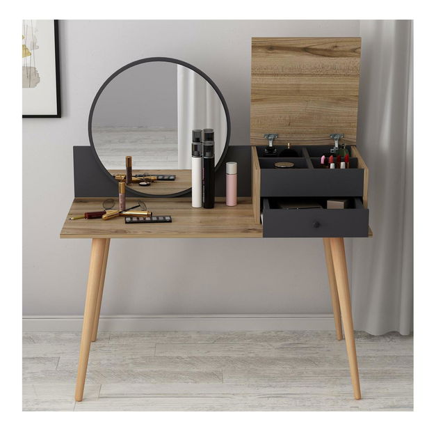 Toaletni stolić Angelio (antracit + orah)