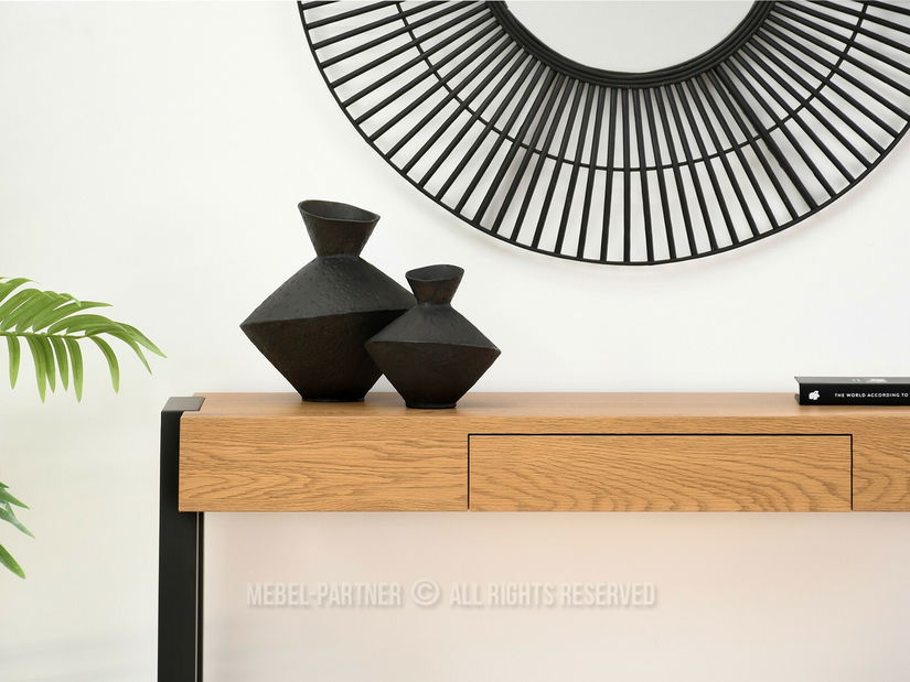 Măsuță consolă Mukusiz (stejar + negru)