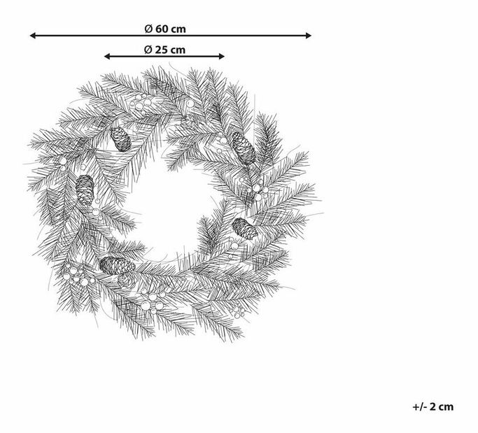 Coroană pentru ușă ø 60 cm Thorfinn (verde) (cu iluminat)