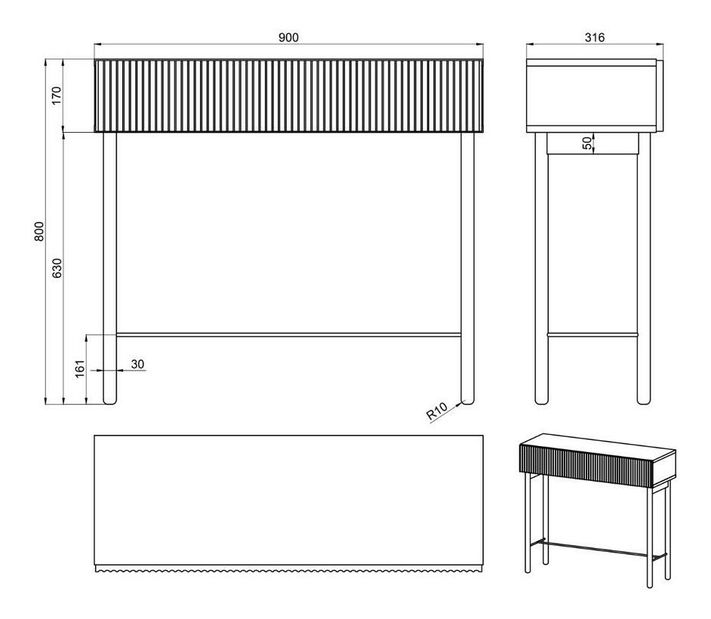 Măsuță consolă Noelia N5 (stejar)