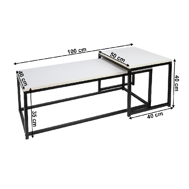 Set 2 ks. konferenčných stolíkov Kastty (biela + čierna) *výpredaj