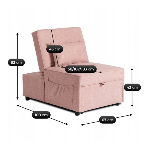 Fotelja ​​na razvlačenje Ibero 67 (ružičasta)