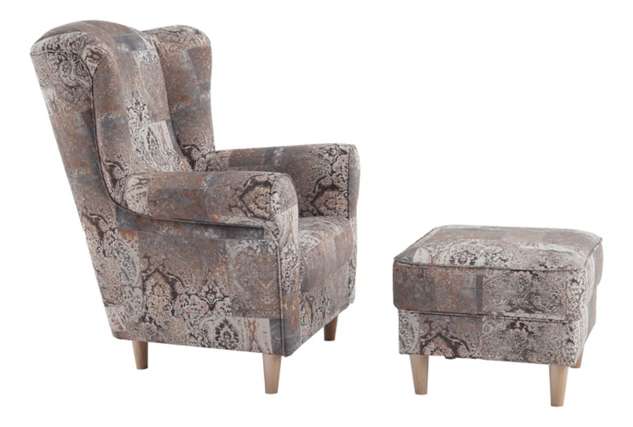 Kreslo ušiak s taburetkou Aevo (vintage 1026)