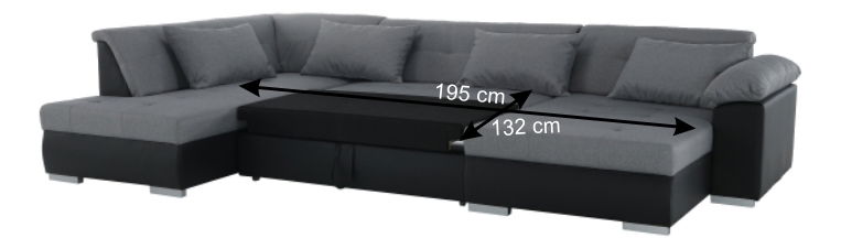 Kutna garnitura U Lenona (crna + svjetlosiva) (L) 